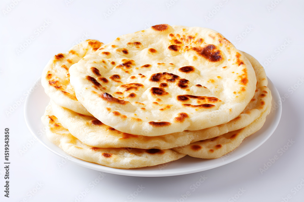 Freshly Baked Naan Isolated On White Background Freshly Baked Naan Isolated On White Background
