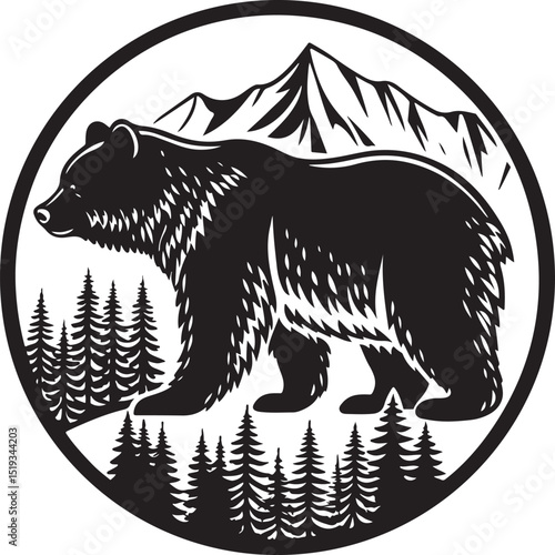 Brown bear vector illustration of a wild mammal silhouette