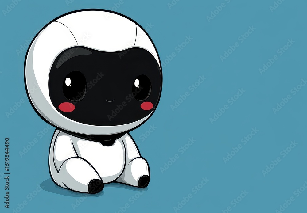 Fototapeta premium Cute robot illustration on blue background