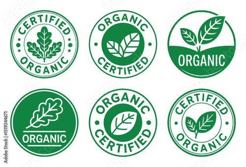 Six green organic certified labels set