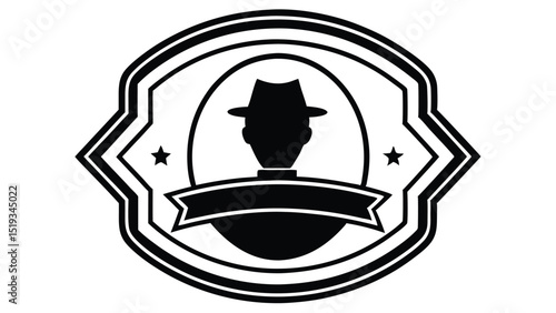 Silhouette of a Man in a Hat with Stars and a Ribbon