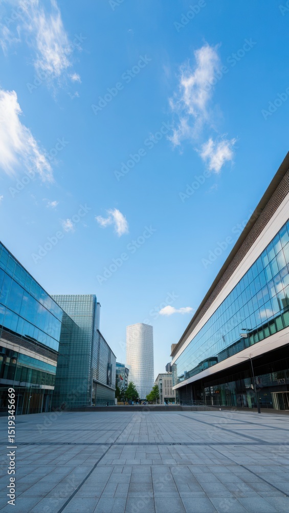 Obraz premium Modern cityscape blue sky office buildings plaza