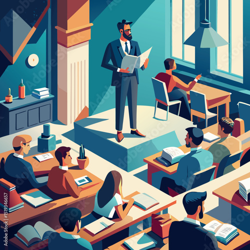 una lezione all'università con docenti ed alunni 05