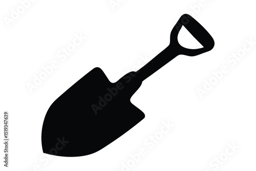 Shovel icon silhouette vector, garden shovel silhouette