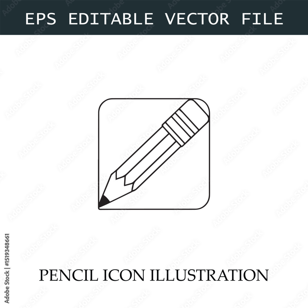 Pencil Icon Black and White Vector Design Image Illustration Pencil Icon Black and White Vector Design Image Illustration