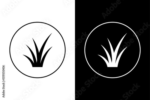 Editable Grass Vector Icon Black and White Silhouette Style.