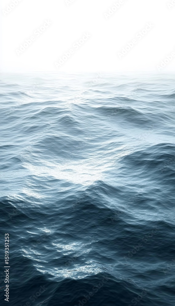 Fototapeta premium Tranquil Seascape with Gentle Waves, Soft Light Reflecting on Blue Ocean, Abstract Maritime Serenity
