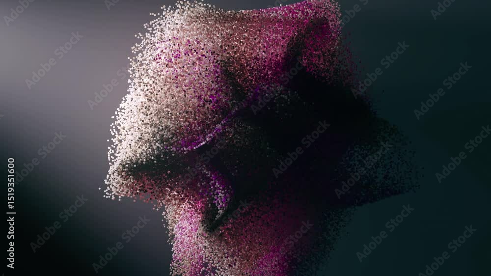 Dynamic swirling particles. 3D animation of abstract particle flow in ...
