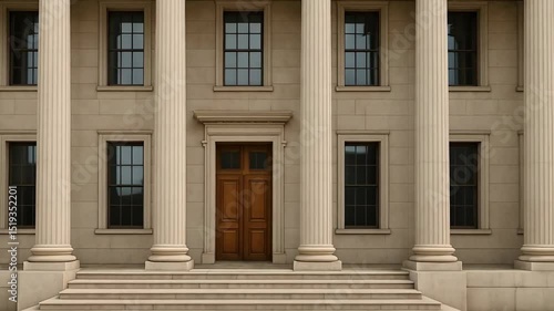 Wallpaper Mural The entrance features tall columns supporting a pediment, flanked by large windows. The building's exterior is well-maintained, showcasing traditional architecture during a bright day Torontodigital.ca