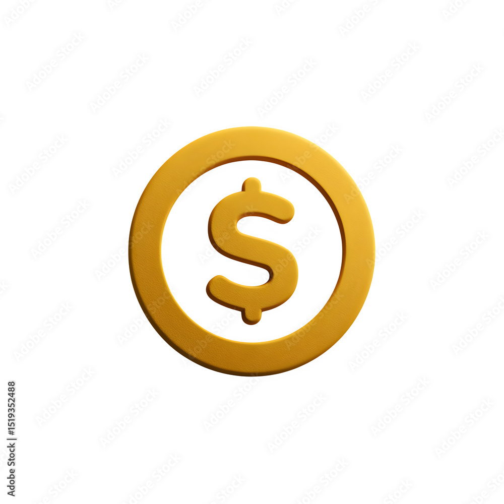 Golden dollar coin 3d rendered Isolated on transparent background Golden dollar coin 3d rendered Isolated on transparent background