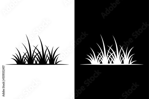 Black & White Grass Silhouette Nature Vector Icon Pack.