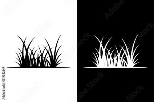 Minimal Grass Vector Icon Monochrome Silhouette for Landscapes.