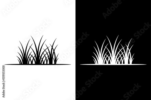 Minimal Grass Vector Icon Monochrome Silhouette for Landscapes.