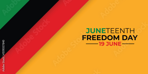 Juneteenth Banner Vector. Waving Pan African Flag on Orange Background. Juneteenth Freedom Day Text