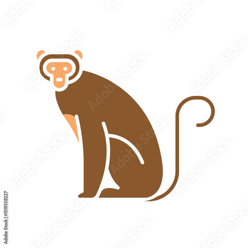Macaque monkey color flat icon for digital and print projects.