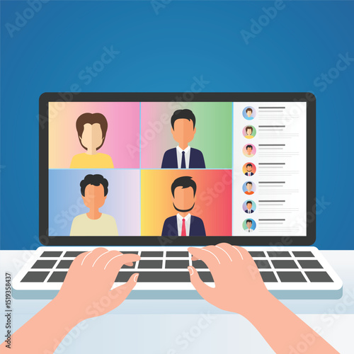 online meeting people connecting together video conference remote working on laptop computer, work from home and work from anywhere