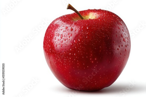 Wallpaper Mural Fresh red apple with droplets of water on a white background showcasing its vibrant color and texture Torontodigital.ca