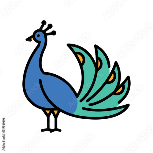 Peacock color flat icon for digital and print projects.