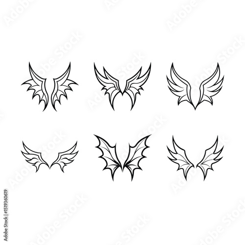 Fantasy Wing Set Vector Illustration for Games, Art & Creative Design