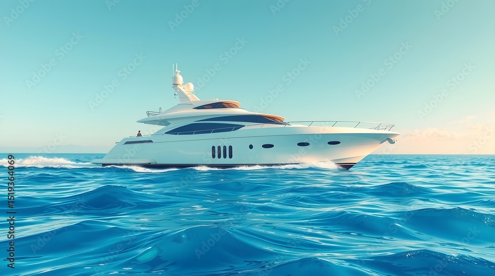 Luxurious Yacht Cruising on Calm Ocean Waters Luxurious Yacht Cruising on Calm Ocean Waters