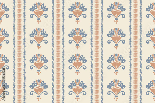Abstract Ikat pattern embroidery border.seamless stripe pattern.Floral Pattern Trim Lace Ribbon. Design for wallpaper, wrapping paper, background, and fabric. Vector seamless pattern with decorative