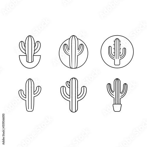 Cactus Icon Vector – Minimal Desert Plant Symbol for Web, App & UI Design