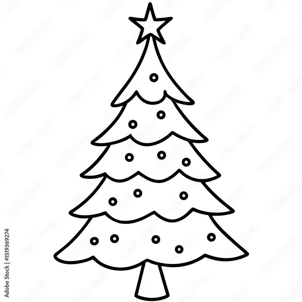 Christmas tree doodle line art vector illustration Christmas tree doodle line art vector illustration