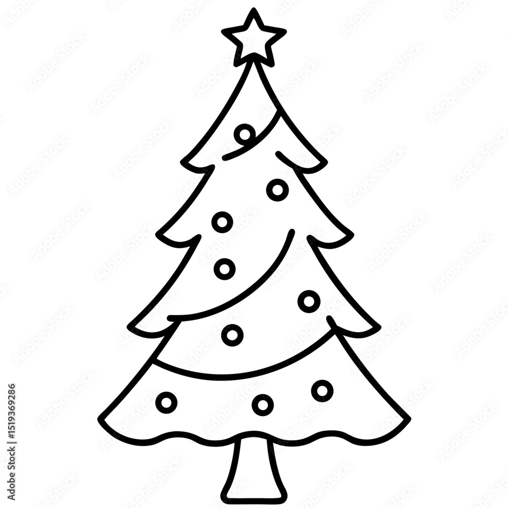 Christmas tree doodle line art vector illustration Christmas tree doodle line art vector illustration
