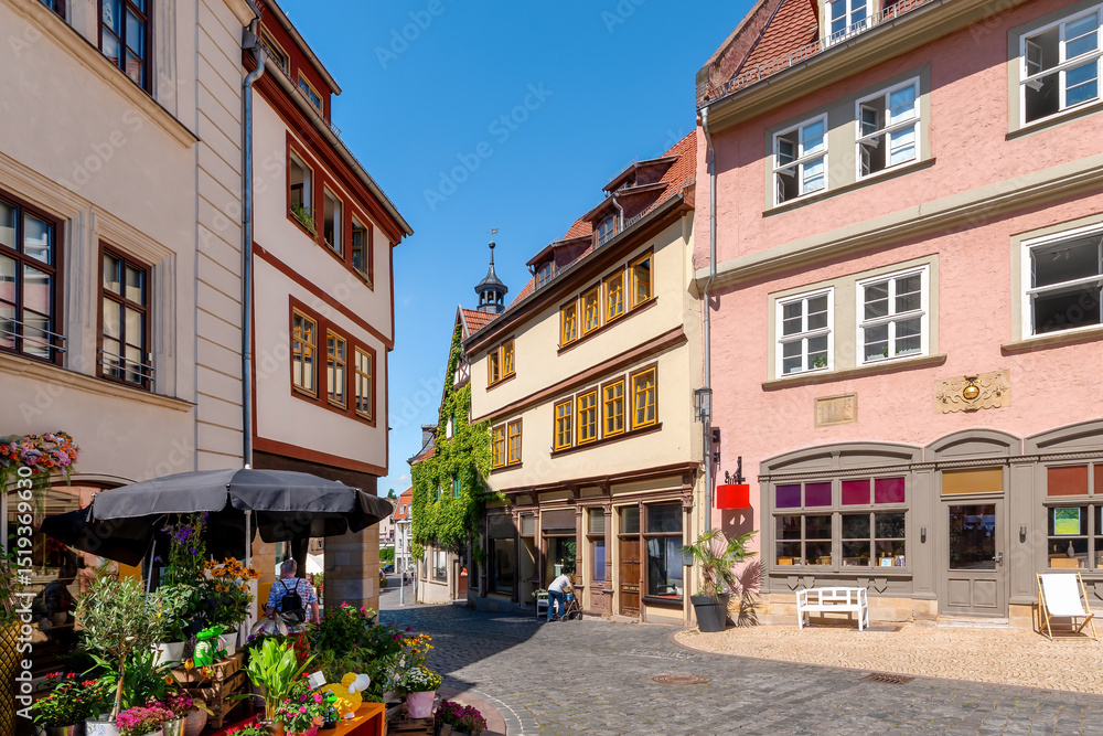 Fototapeta premium Idyllic alleys near the main market in Gotha, Thuringia, Germany