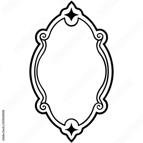 Enchanted mirror frame line art vector illustration 