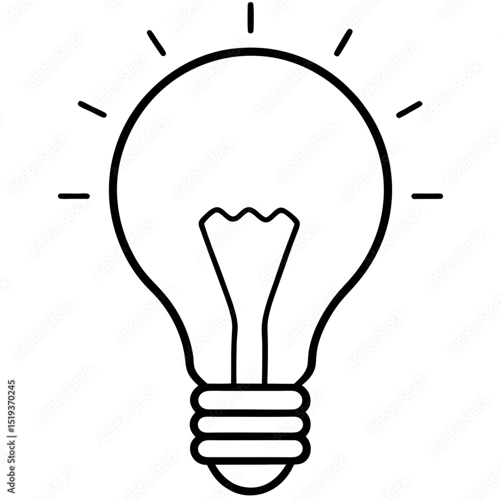 Light bulb with ideas line art vector illustration Light bulb with ideas line art vector illustration