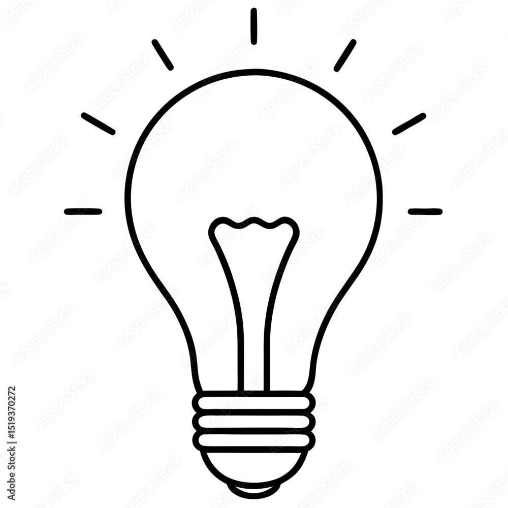 Light bulb with ideas line art vector illustration Light bulb with ideas line art vector illustration