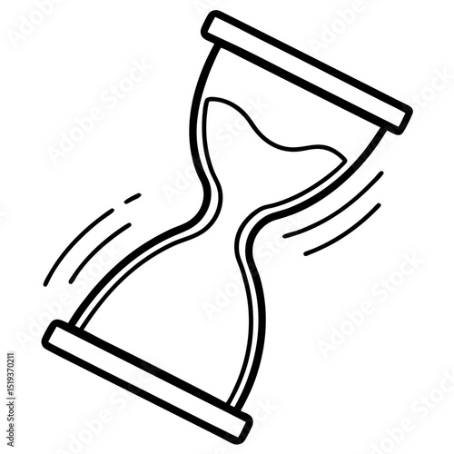 Hourglass running out line art vector illustration 