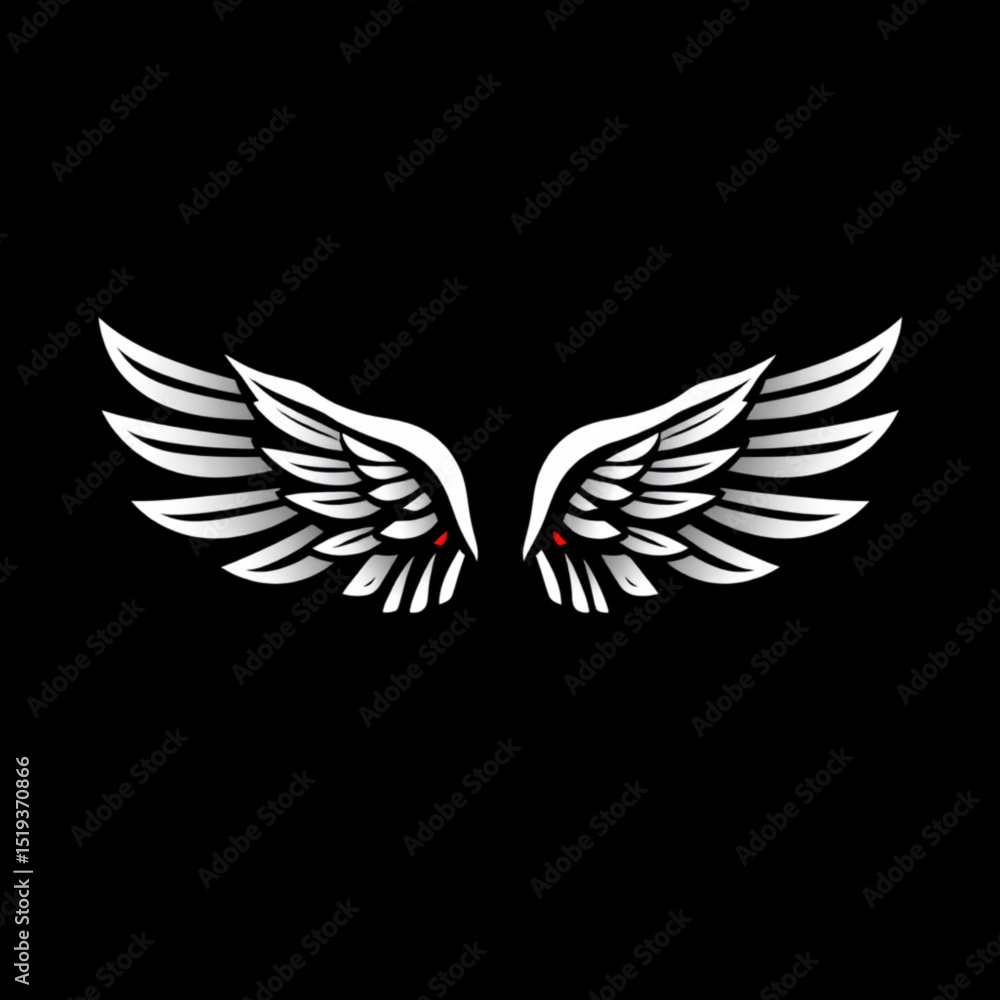 Obraz premium Stylized white wings on black background