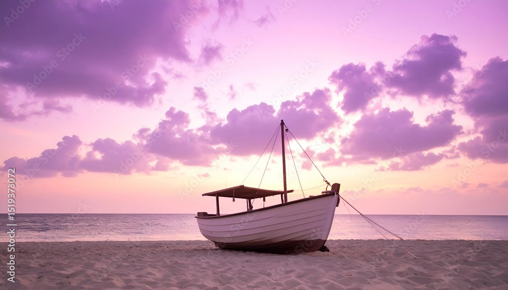 Naklejka premium Boat at sunset.