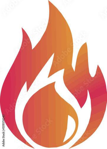 Abstract orange and red fire flame icon graphic