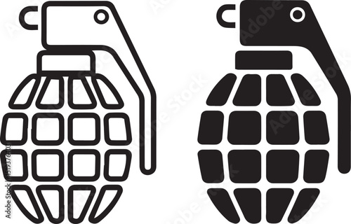 Hand grenade icon black and white graphic design