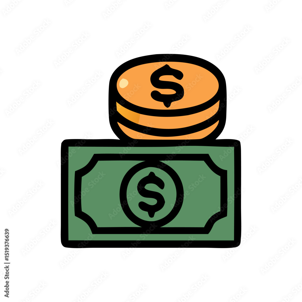 Coin resting on top of a dollar bill, representing finance, wealth, and investment concepts. Suitable for financial, banking, and businessrelated designs. Coin resting on top of a dollar bill, representing finance, wealth, and investment concepts. Suitable for financial, banking, and businessrelated designs.