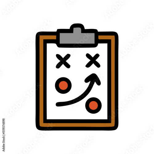 Clipboard with a simple game plan drawn on it, perfect for sports strategy articles, coaching materials, or educational presentations.