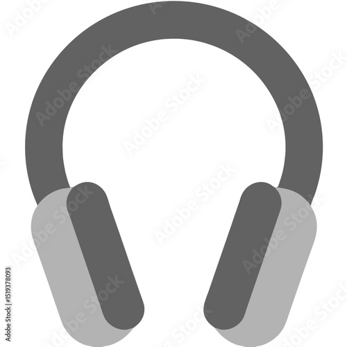 Simple Gray Headphones Icon with Earcups