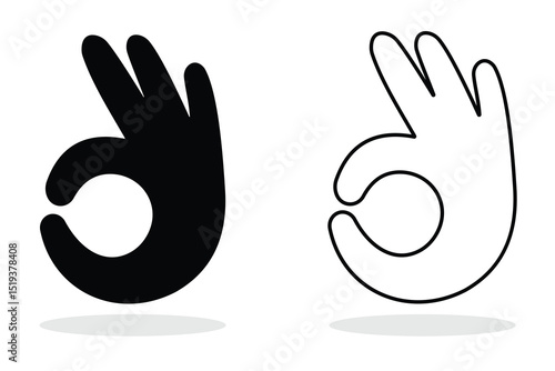 Perfectly ok hand symbol vector. OK hand sign icon. Hand sign black and white, File and outline. silhouette, Vector illustration. 