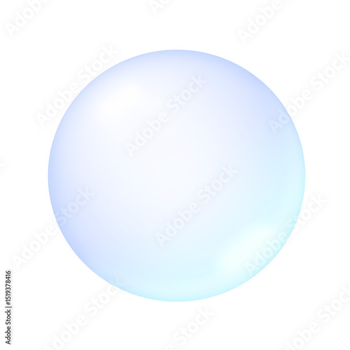 Realistic translucent soap bubble with soft blue gradient, ideal for overlays, designs, or cleaning and freshness concepts..