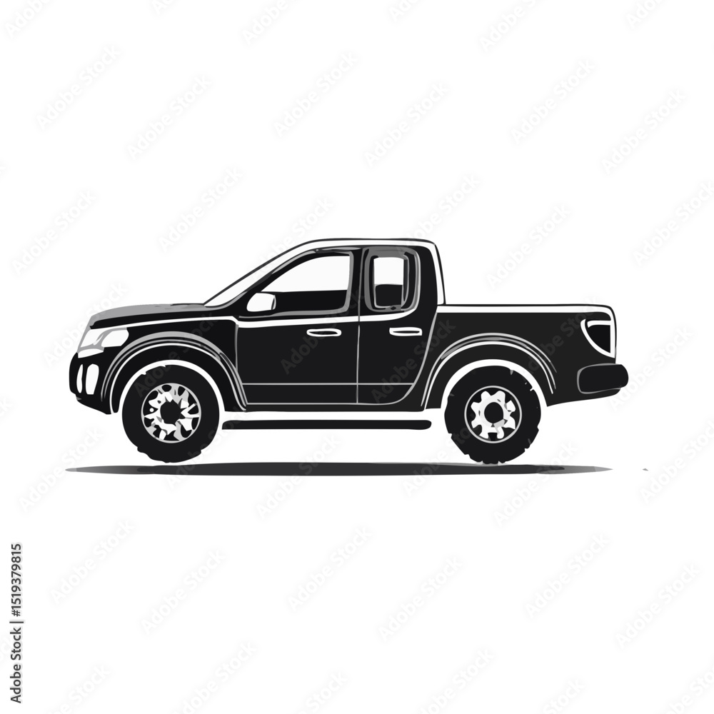 Fototapeta premium Sleek Black Pickup Truck Illustration