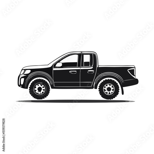 Pickup Truck Illustration Vehicle Silhouette Symbol Icon Side Profile Graphic
