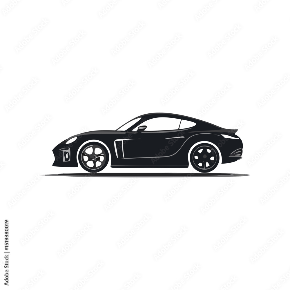 Fototapeta premium Sleek Black Coupe Vehicle Silhouette Symbol Icon Elegant Car Design Vector Illustration