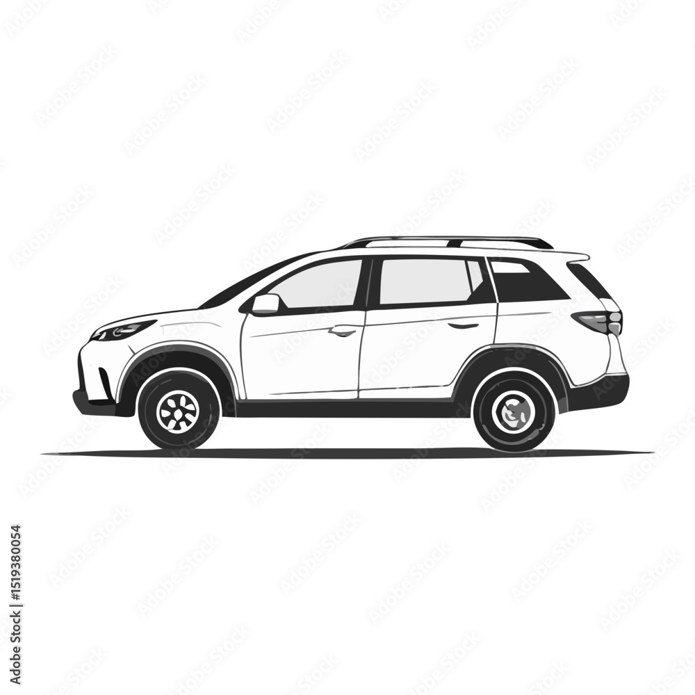 White SUV Side Profile Vehicle Silhouette Symbol Icon Clean Vehicle Illustration White SUV Side Profile Vehicle Silhouette Symbol Icon Clean Vehicle Illustration