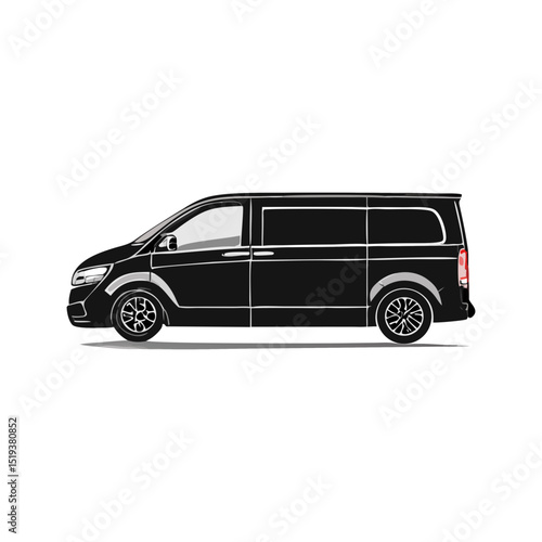 Black Luxury Minivan Vehicle Silhouette Symbol Icon Side Profile Illustration