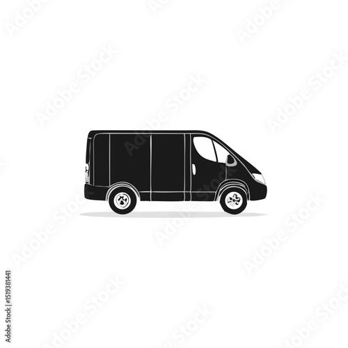 Black Panel Van Vehicle Silhouette Symbol Icon Simple Vehicle Illustration