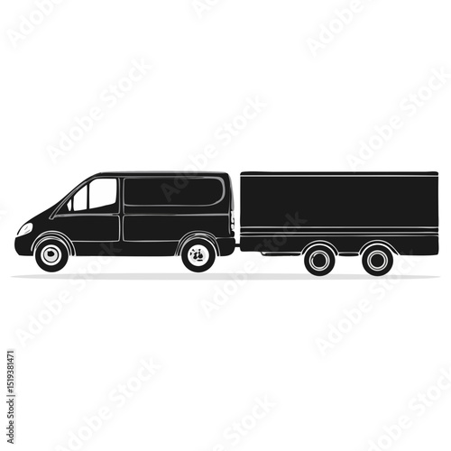 Van Towing a Trailer Vehicle Silhouette Symbol Icon Transportation Icon Illustration