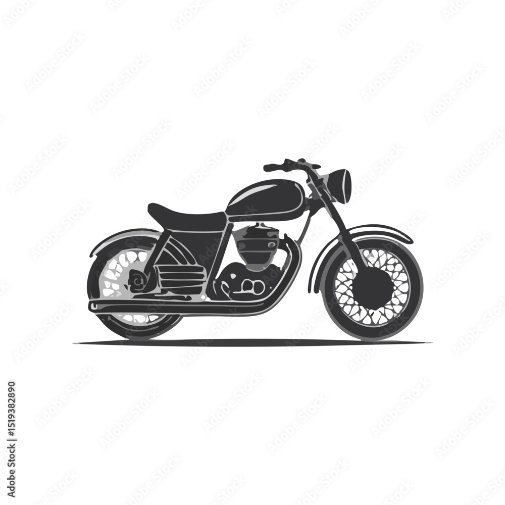 Fototapeta premium Classic Motorcycle Illustration Vehicle Silhouette Symbol Icon A Vintage Ride